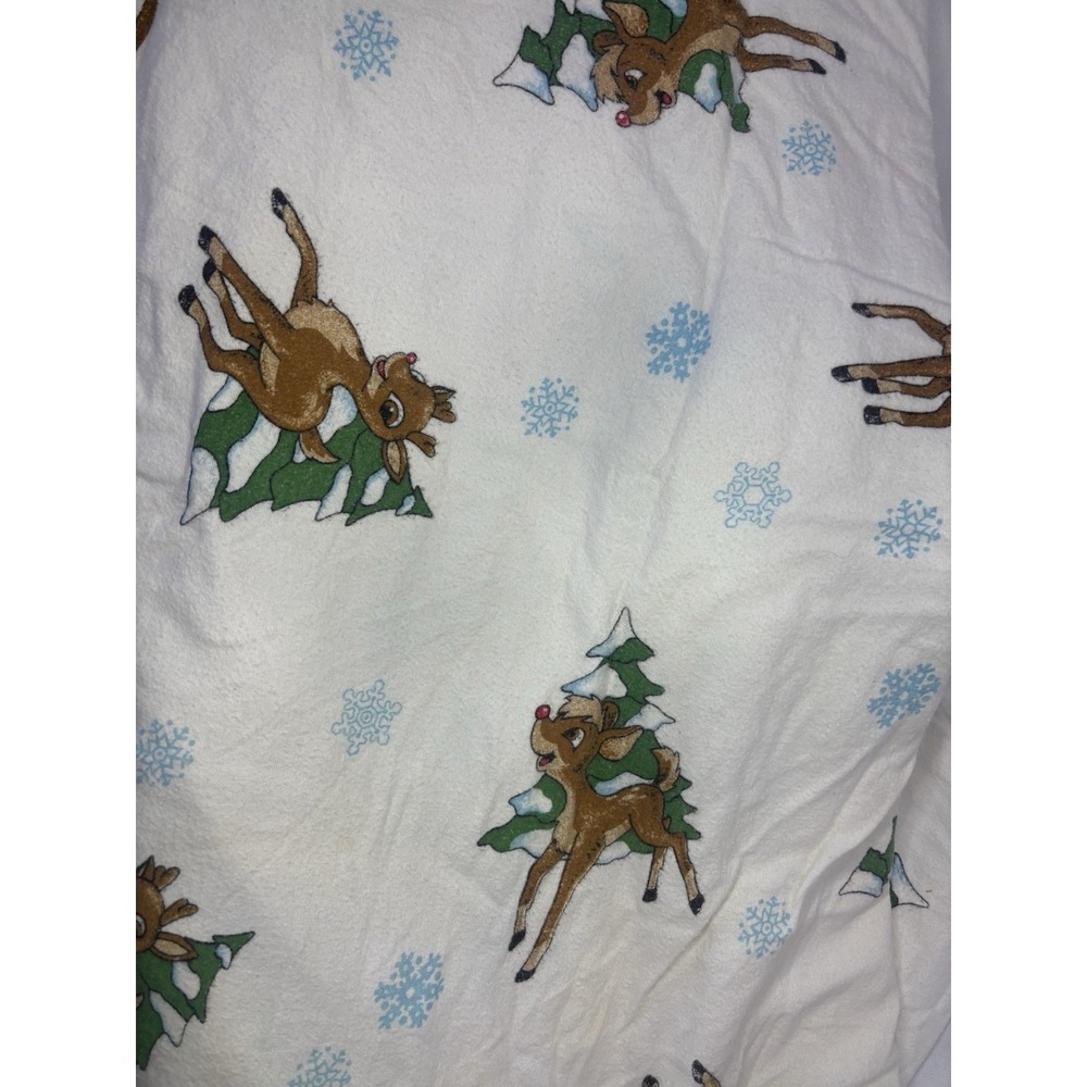 Vtg 1992 RUDOLPH‎ THE RED NOSE REINDEER TWIN FLANNEL FITTED SHEET- CHRISTMAS